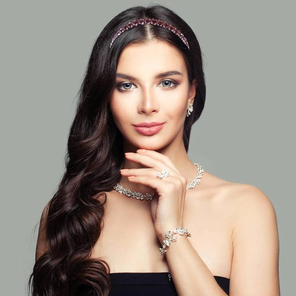 7 Pieces Glitter Double-Rowed Crystal Headbands Hair Bands Hoops Accessories for - Picture 6 of 9